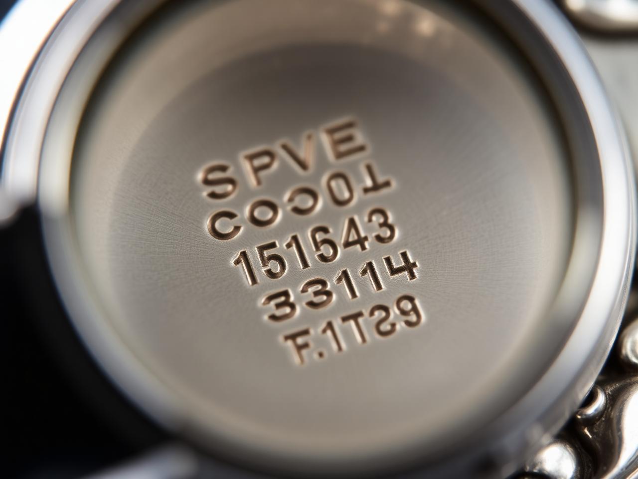 Macrofoto van een 835 keurteken ingeslagen in de steel van een antieke zilveren lepel